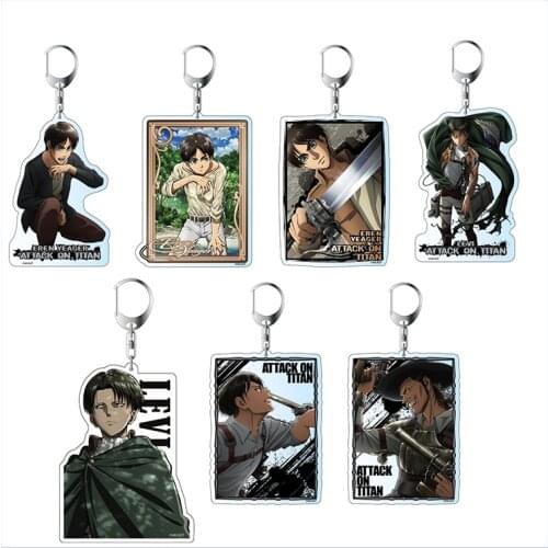 Anime Attack on Titan Eren Jager Mikasa Ackerman Square Acrylic Keychain Pendant Bag Charm Keyring Decor Cosplay Ornaments Gift