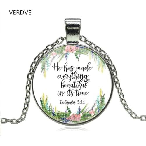 New He has Made Everything Beautiful in its Time Ecclesiastes 3:11 Bible Verse Necklace Fashion Jewelry Women Men Gifts