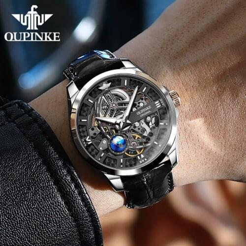 OUPINKE Men Watch Skeleton Water Ghost Luxury Sapphire NH35 Men Automatic Mechanical Watches Hollow Waterproof Luminous 3268