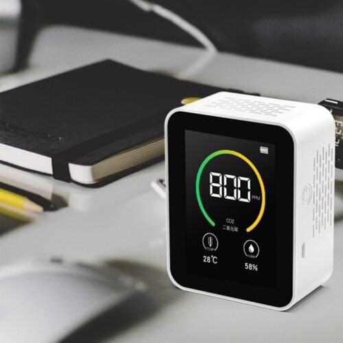 CO2 Gas Detector Carbon Dioxide Concentration Temperature Humidity Detection Meter Smart Alarm Detector with LCD Screen