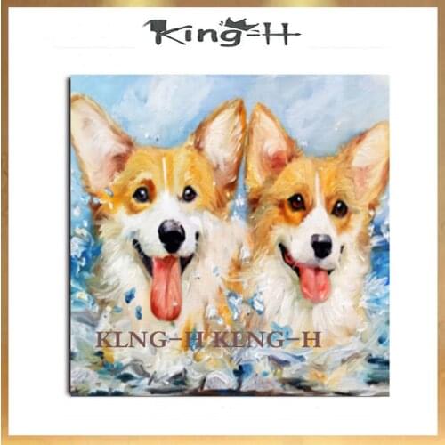 Pintura al óleo de gran tamaño pintura de la pared de perro pintado puro hogar Decoración de la pared para sala de estar pintura