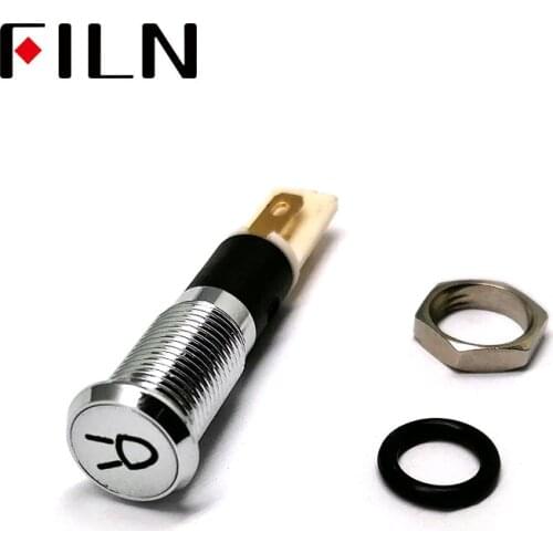 FILN 8mm C6 Car dashboard silver shell Small light mark C40 12v led indicator light with Solder foot