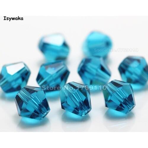 Isywaka 38pcs Green Blue Color 8mm Bicone Austria Crystal Beads charm Glass Beads Loose Spacer Bead for DIY Jewelry Making
