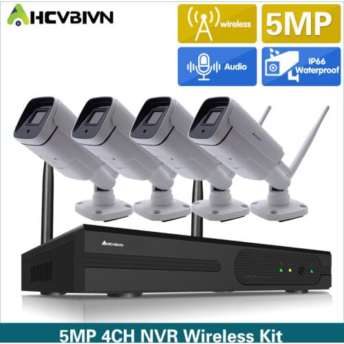 AHCVBIVN Outdoor Security Camera Wifi Wireless System CCTV 2/5MP IR Night Vision IP Camera H.265 5MP NVR Video Surveillance Kit