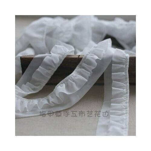 1Meter 5cm wide Double Layer Soft Chiffon Pleated Lace Trim Hand-made Clothing Collar Decoration