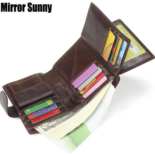 Best Sale Vintage Mens Short Wallets Retro Head Cowhide Genuine Leather Change Purse Vertical Male Leather Card Holder Bags