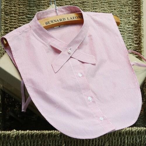 Fake half Shirt Collar Women ladies Lapel collier bowtie femme Doll collar cowboy Cotton stripes shirt Peter Pan false collar