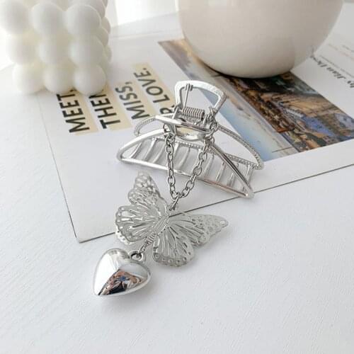 Metal Three-dimensional Hair Catch Ins Niche Love Butterfly Sweet Cool Headwear