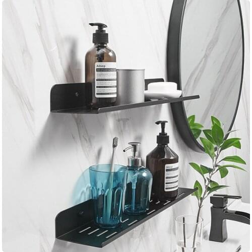 Punch-Free Wall-Mounted Bathroom Faucet Cosmetic Storage Rack Mirror Front Storage Rack 30/40/50/60CM