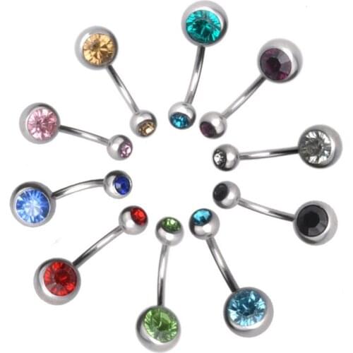 Original New Stainlees Steel Crystal Button Bell Piercing Rings Women Sexy Real Navel Surgical Steel Body Jewelry Belly Rings