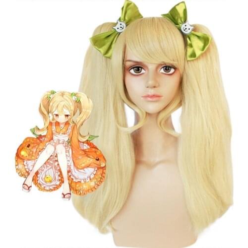 Saionji Hiyoko Blonde Ponytails Wig With Headwear Cosplay Costume Dangan Ronpa Heat Resistant Hair Danganronpa Women Wigs