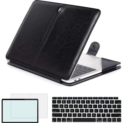 Premium PU Leather Case for Macbook Air Pro Retina 11 12 13 15 16 Business Smart Holster Book Folio Protective Stand Cover