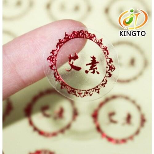 Transparent Vinyl PP PVC PET Printing Label Sticker With Red Gold Stamping