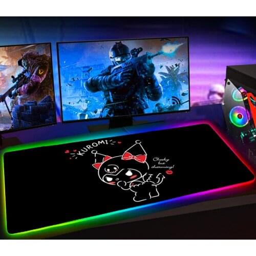 RGB Cute Kuromies XXL Mouse Pad Gaming Mause Pad 90X30 Mousepad Keyboard Mat Deskmat Rubber No-slip with Backlit Mausepad 30X60