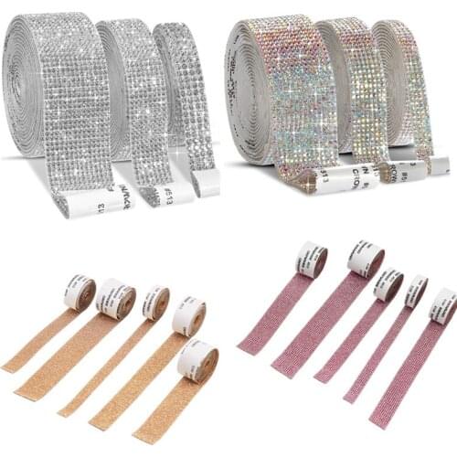 Self Adhesive Crystal Rhinestone Sticker Diamond Ribbon DIY Sticker Rhinestones for Arts Crafts Car Phone clothing Decoratio