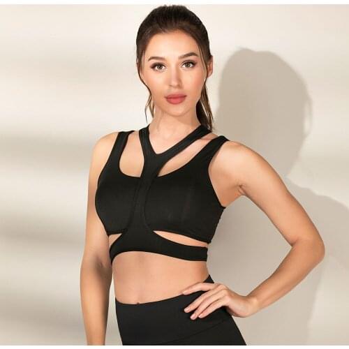 High Impact Sports Bra Women Yoga Bra Crop Tops Workout Fitness Activewear Padded Shirt Strappy Bandage
