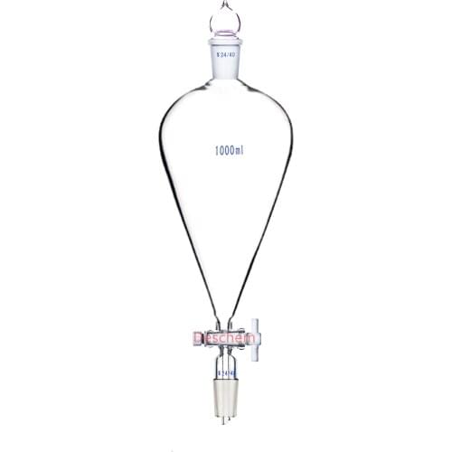 1000ml,24/40,Glass Separatory Funnel,Pear Shape,1L,PTFE Stopcock,Ground Joint