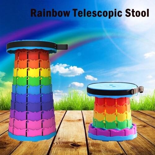 Outdoor Furniture Retractable Stool Chairs Portable Rainbow Lounge Folding Chair Camping Stool Foldable Convenient Fishing Chair