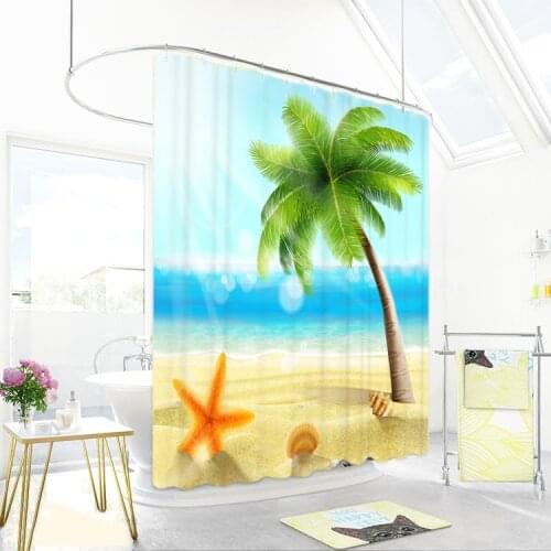 1800x1800mm Coconut big ocean bathroom shower curtain waterproof thickening mildew bathroom curtain partition curtain curtain