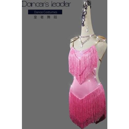 High-end Custom Latin Dance Dress Woman Diamond Tassel Dance Skirt Adult Children Chacha Professional Competition Costume
