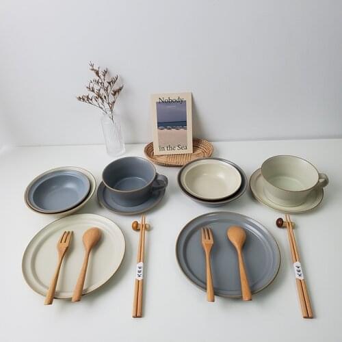 Japanese matte dinner plates household bowls and plates creative Nordic cake breakfast plateau dessert daily tableware