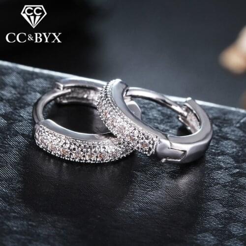 Vintage CZ Small Hoop Earrings For Women White Gold color Fashion Jewelry Earring Boucle d'oreille CCE018