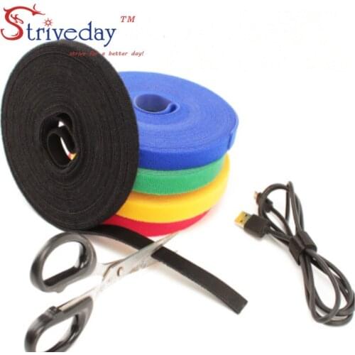 10 meters/roll magic tape nylon cable ties Width 1.5cm cable wire ties Earphone Winder velcroe tie 6 colors choose from