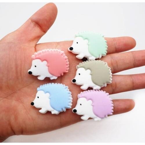 Chenkai 10PCS Hedgehog Silicone Teether Beads DIY Animal Cartoon Baby Chewing Pacifier Dummy Sensory Jewelry Toy Making Beads