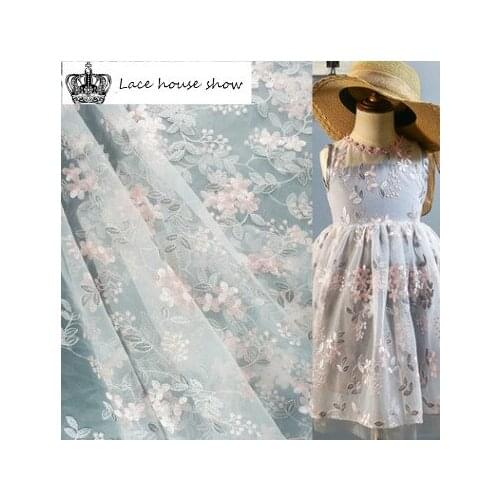 2019 High-end fashion French Lace Fabric High Quality African Tulle Embroidered flower transparent net Lace Fabric For Wedding