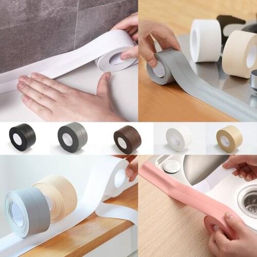 2021 Bathroom Shower Sink Bath Sealing Strip Tape White PVC Self adhesive Waterproof Wall Sticker for Bathroom Kitchen