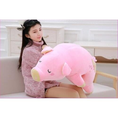Big lovely plush pig toy soft pink lying pig pillow doll gift about 95cm 2630
