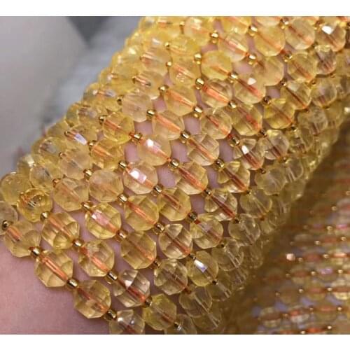 Natural citrine quartz faceted spacer loose beads energy sharps DIY for jewelry making design bracelet necklace semi precious