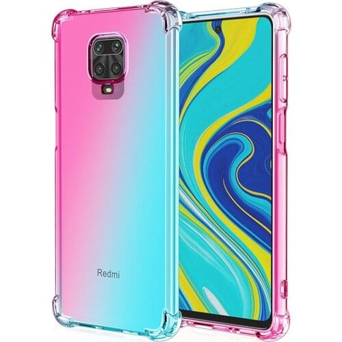 50pcs Air Cushion Corner Case Gradient Colorful Soft TPU Shockproof Cover For Xiaomi Redmi Note 10 Pro Max 10S 9 5G 9S 9A 9C 9T