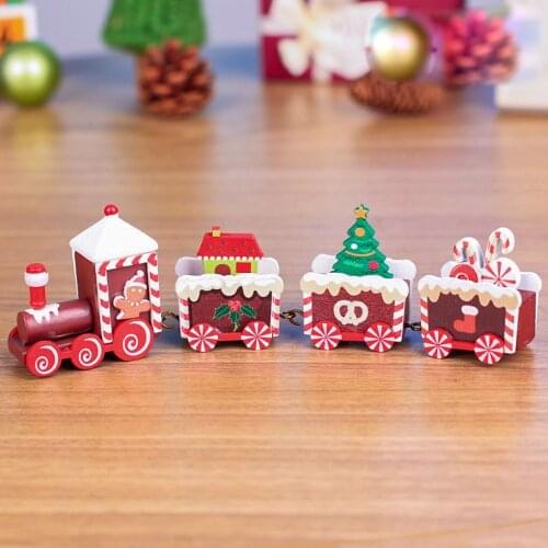Wooden Christmas Train Christmas Party Kindergarten Decorations For Home Xmas Gifts Christmas Ornament New Year