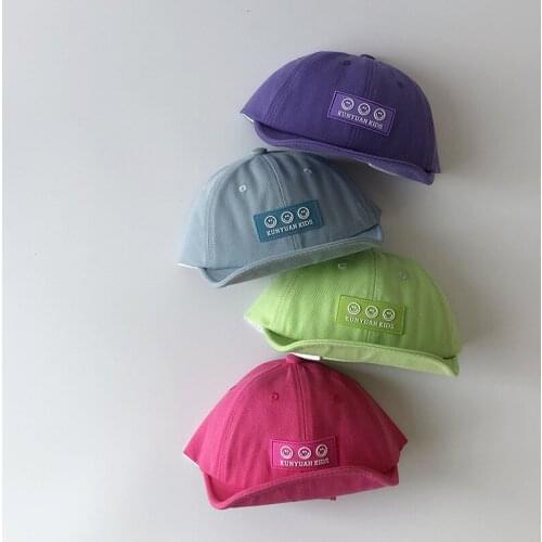 Smiling Face Kids Baby Cap Hat Korean Version Toddler Boy Girl Hats Soft Brim Candy Color Children Baseball Caps Visors 1-4Y