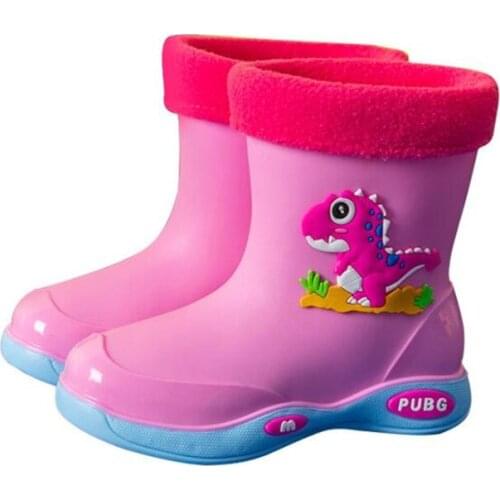 Childrens Rain Boots Plus Velvet Warm Detachable Water Shoes Non-slip Waterproof Rain Boots Children Ankle Boot