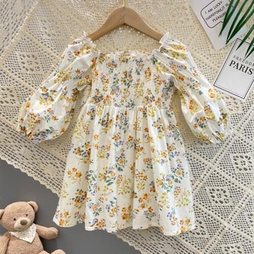 Gooporson Spring Kids Flower Dress Off The Shoulder Long Sleeve Princess Dress Korean Fashion Little Girls Fall Outfits