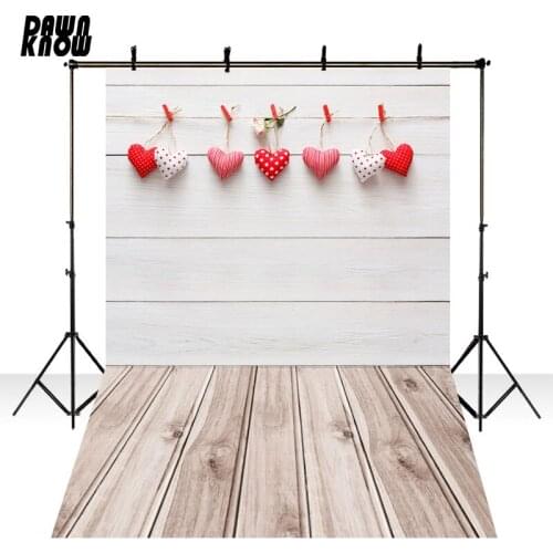 DAWNKNOW Valentine’s Day Photography Background Red Heart Photocall Love Wedding Photo Shoot Floor Photographic Backdrop lv1314