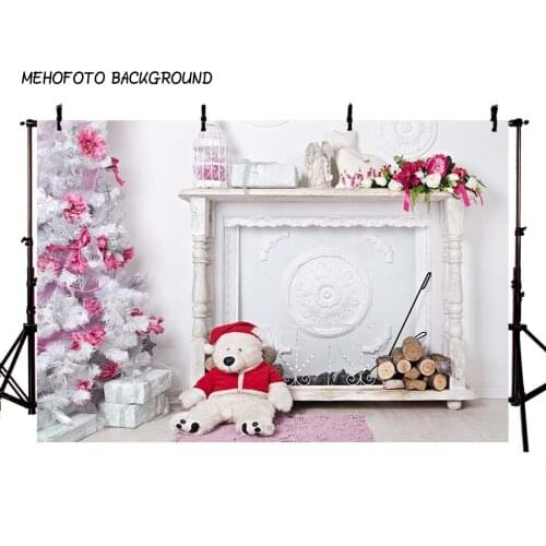 Photography Backdrops Christmas Background Fireplace Tree Winter Snow Window Interior Baby Birthday Background For Photo Studio