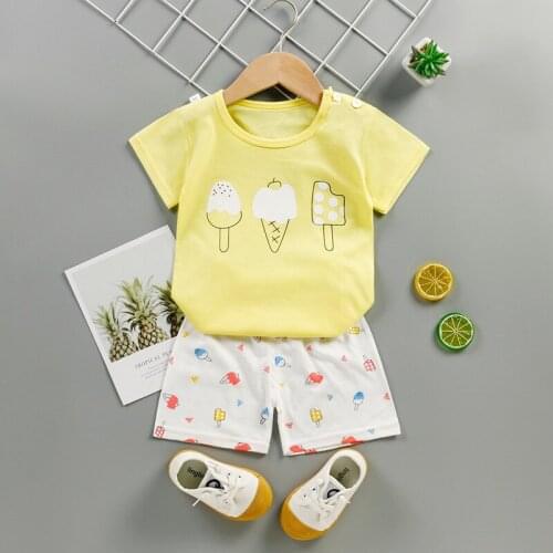 H991 Children Clothing Sets Summer Boy Clothes Baby Girls Short Sleeve T shirt+Pants 2pcs Suits Cotton Kids Boys Clothes 2-10Y