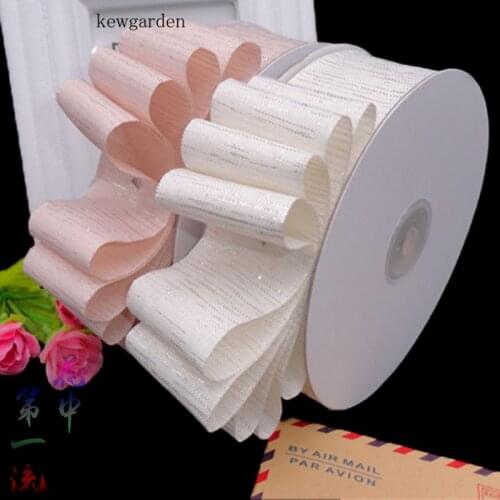 Kewgarden Wholesale Silver Wire Polyester Satin Ribbons 1.5" 38mm Handmade Tape DIY Brooch Hair Bow Accessories Webbing 50 Yard