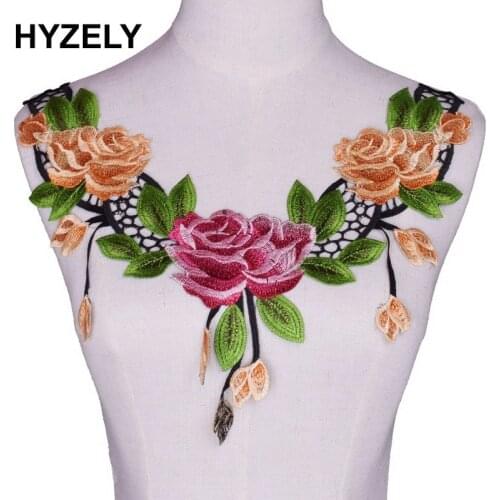 Fine Accessories Decorate Craft Floral Embroidery Colorful Collar Fabric Trim DIY Lace Fabric Neckline Applique Sewing Craft