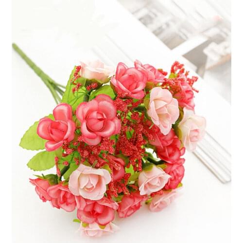 Hot selling 1pcs/simulation 21 diamond rose wedding decoration simulation rose bud bride holding flower simulation flower