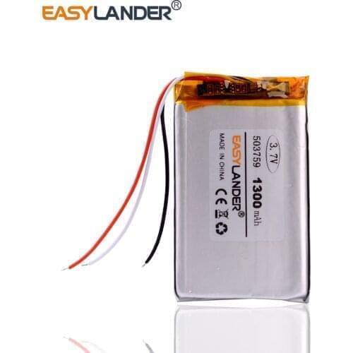 3wires 503759 3.7V 1300mAh Rechargeable li-Polymer Li-ion Battery For e Road route HD-X9 X10 E-V5 navigator NW-ZX1 LIS1530HNPPC