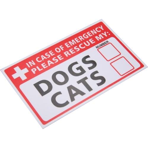 Mayitr 2Pcs Label Signs Warning Decal Emergency Pet Rescue Dog Cat Vinyl Sticker First Responder Safety Supplies