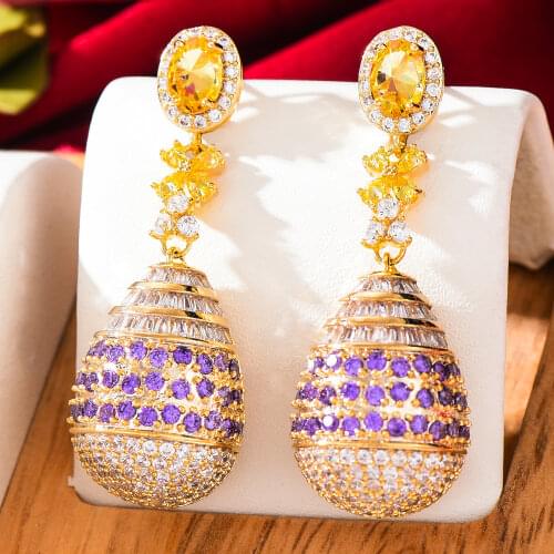 Missvikki Luxury Gorgeous Orange Drop Dangle Earrings For Women Wedding Party Bridal Earrings New Fashion Jewelry High Quality