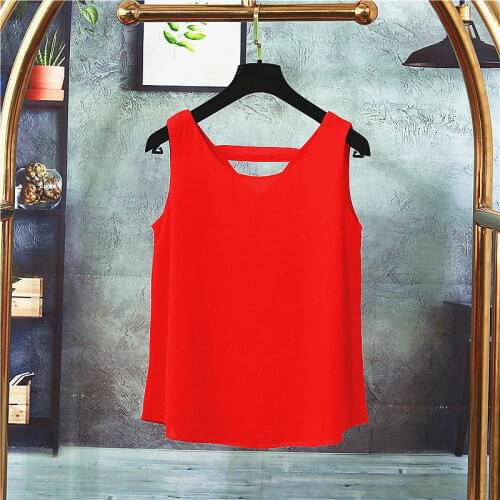 MOYISU Brand Womens blouse 2021 New Summer Sling chiffon vest shirt Round neck Casual blouse Oversize Loose Female Tops