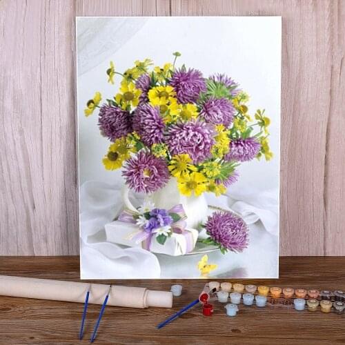 Flower Adults DIY Paint By Numbers Set Acrylic Paints 40*50 Oil Painting Loft Picture Crafts Adults Handiwork Art