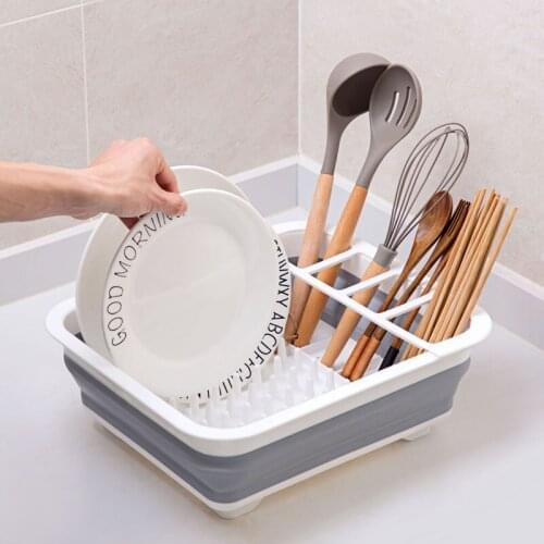 Kitchen Accessories Dish Rack Set Dish Cutlery Cup Rack With Tray Steel Drain Bowl Rack Kitchen Shelf Folding Dish Rack Drainer