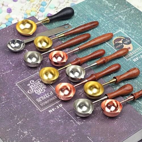 Wax seal Stamp Accessories Special Wax Sealing Melting Spoon Retro Wooden Handle Spoon For scrapbooking wax spoon free shipping